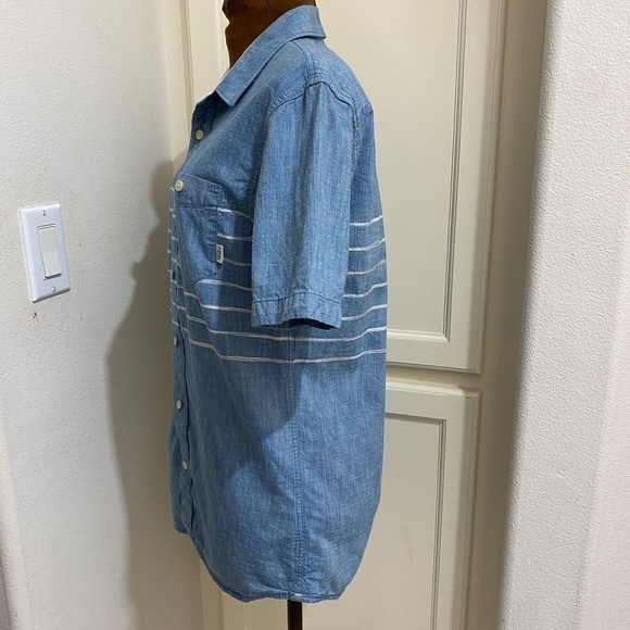 Vans Off The Wall Button Up Shirt Men's Small Short Sleeve Tailored Fit Blue - Picture 5 of 8